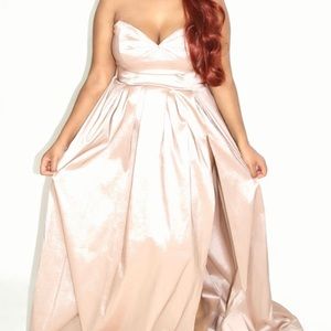 Beige/Copper Dress With Slit On The Side